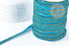 Ruban plat à paillettes polyester nylon bleu 9.5-10mm, fabrication bijoux, x1 Mètre G8907