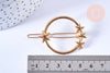 Support barrette ronde étoile clip métal doré sans plateau 50mm, pince à cheveux, accessoire coiffure mariage, l'unité G6673