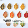 Oval Virgin Mary medal pendant in golden brass mixed enamel, 19.5mm, X1 G2939