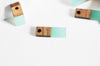 pendentif goutte bois résine rectangle bleu, bois naturel,perle bois, Perle géométrique,création bijoux bois,17mm,x5, G2618