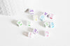 perle carré Lettre Alphabet plastique blanc lettre multicolore,perle lettre,création bracelet,6mm, les 10 grammes, x1 G3799