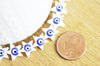 perle étoile nacre blanche mauvais oeil bleufoncé, fournitures créatives,chance, cabochon nacre, gri-gri,12mm ,x 10,G3301