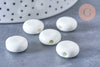 perle porcelaine blanche, perle striées,perle céramique, fabrication bijoux, céramique blanche, 15mm, x10 G2571