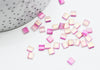 perles rocaille carré verre rectangle Rose Fuchsia or nacré, perle carré création bracelet, perle tila,4.5mm,2 trous, Les 50 G4451