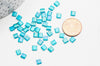 perles rocaille verre rectangle bleu turquoise, perle carré création bracelet, perle tila,4.5mm,2 trous, Les 50 (4.8 GR) G4455