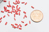 perles rocaille verre rectangle rouge, perle carré création bracelet, perle tila, 2mm,2 trous, x50 (1.2 Gr) (G4611)