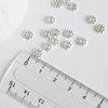 rondelles fleurs laiton argenté, fournitures créatives, perles argentés, création bijoux, perles intercalaires,x 10, 5mm-G0946